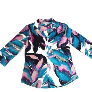 Dana Buchman Button Front 3/4 Sleeve Blouse B27